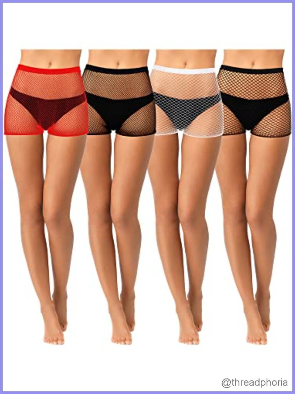 Fishnet Mesh Biker Shorts Elastic Nylon Activewear
